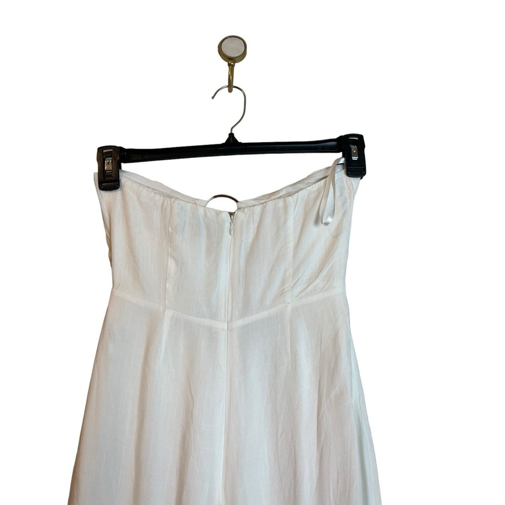 Runaway The Label Etta Jumpsuit XS US 2 White Wide Leg Strapless Ring Detail - Picture 6 of 9